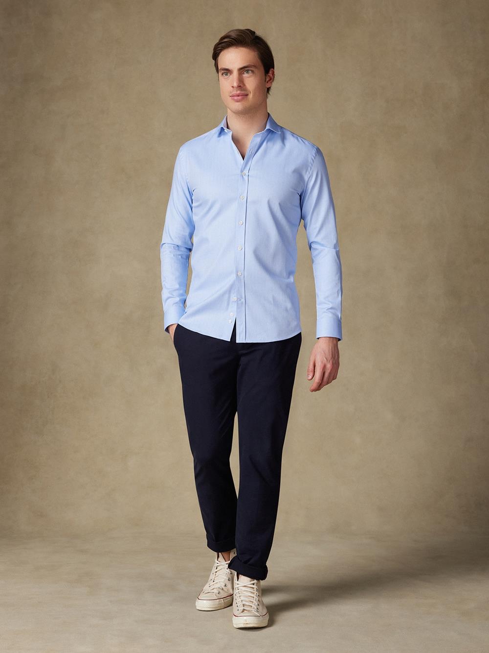 Camisa slim fit cielo de espiga