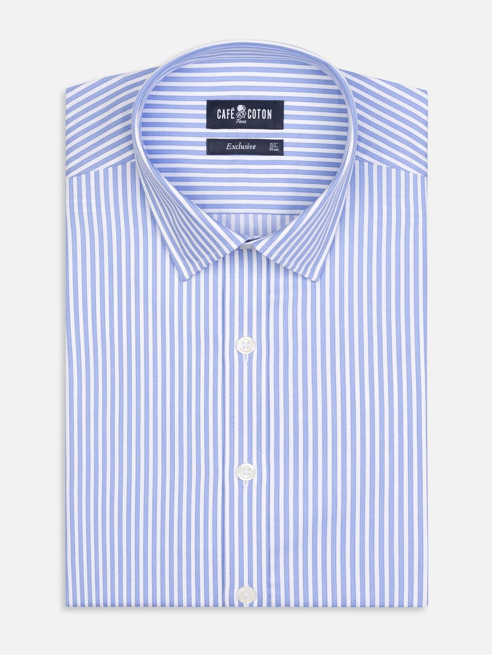 Camisa slim fit Colin de rayas azul claro - Cuello Pequeño