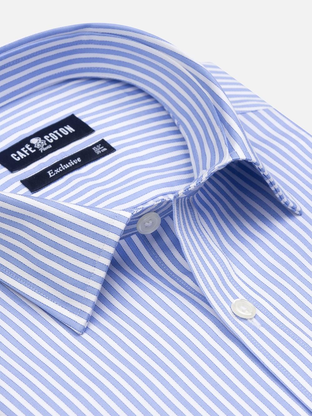 Camisa slim fit Colin de rayas azul claro - Cuello Pequeño