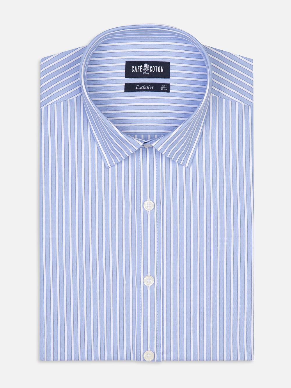 Colin sky blue striped slim fit shirt - Small collar