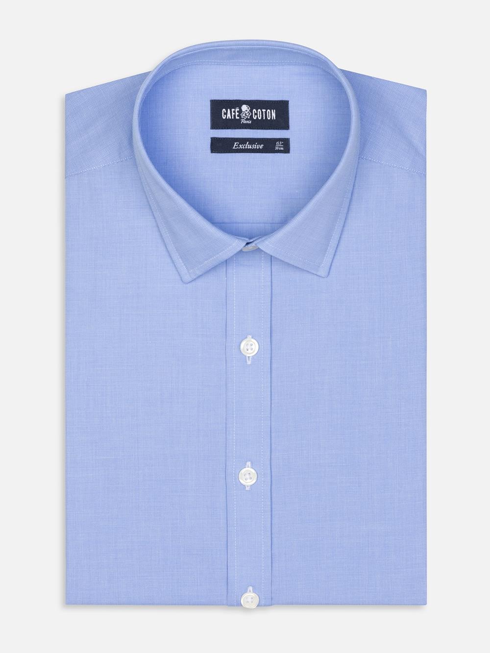 Tailliertes Hemd Daria aus Popelin himmelblau - Kleiner Kragen