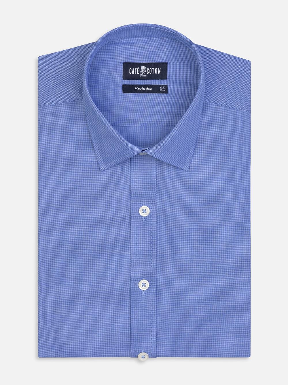 Daria blue poplin slim fit shirt - Short Collar