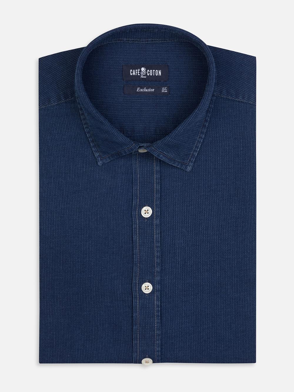 Camisa slim fit Fulton vaquera - Cuello Pequeño