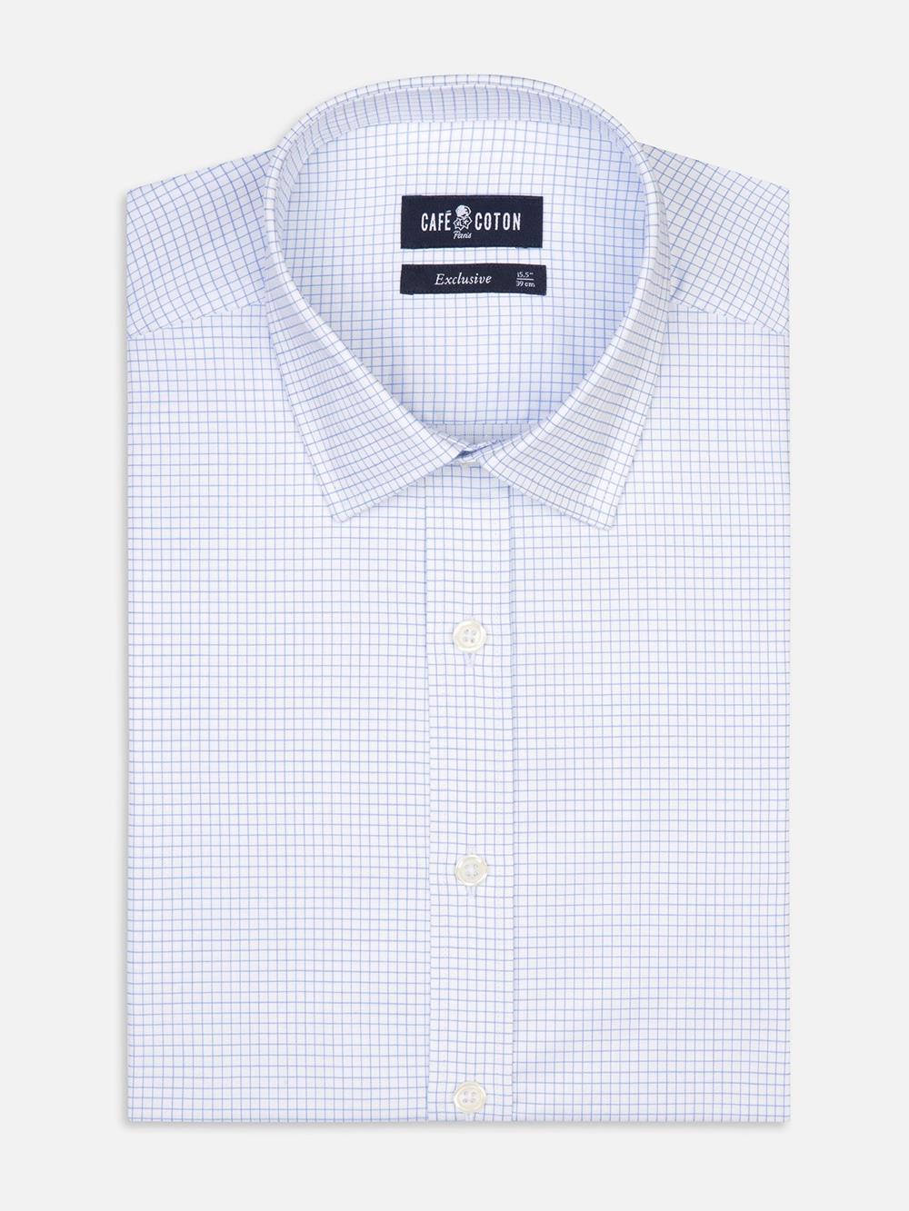 Gill sky blue checked slim fit shirt - Small collar