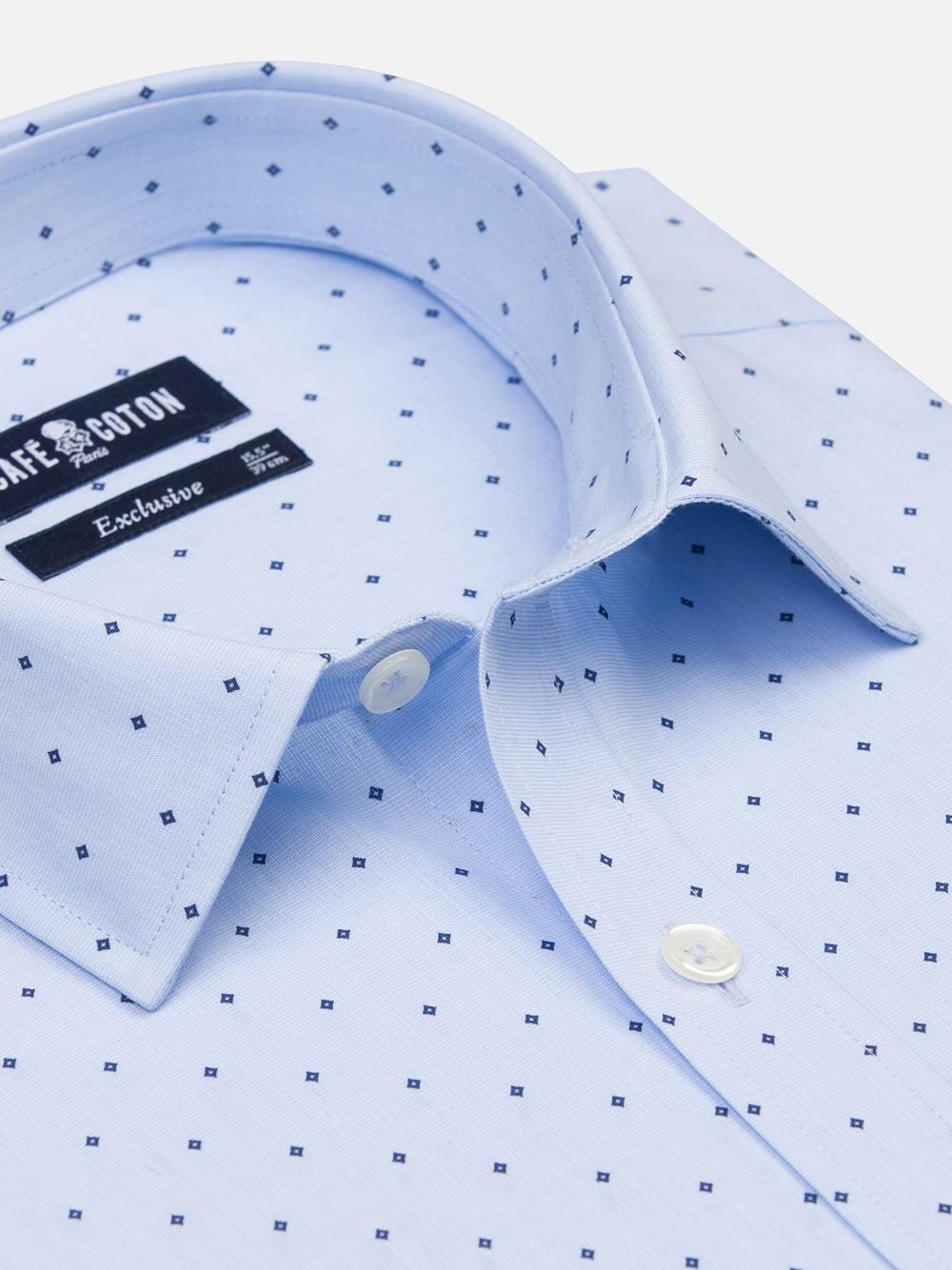 Grady sky slim-fit overhemd met print - Korte kraag