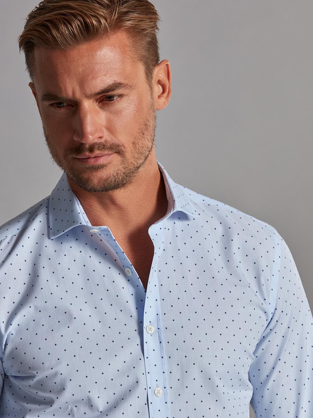 Tailliertes Hemd Grady ciel mit Druckmotiven - Kurzem Kragen