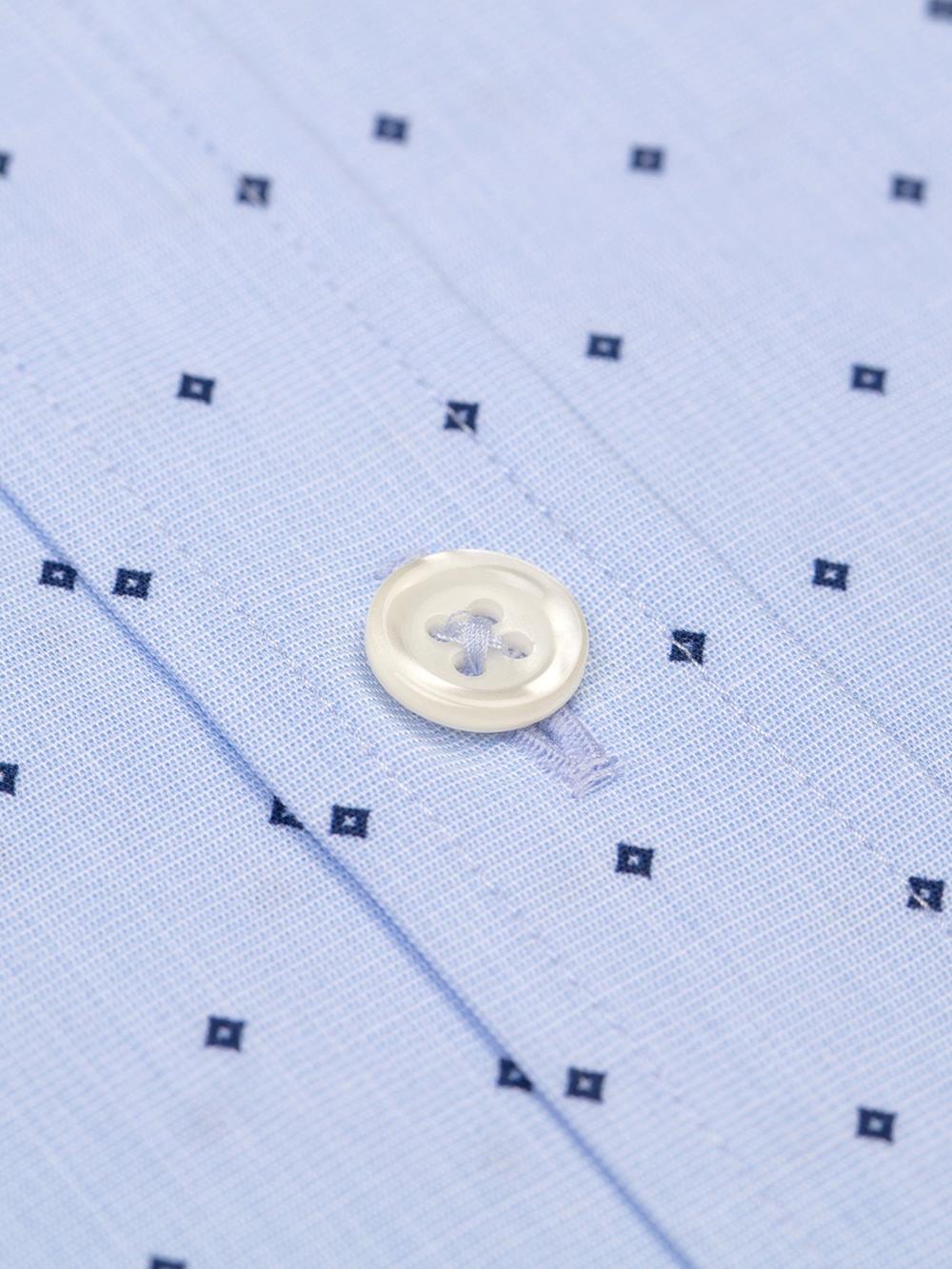 Grady sky blue slim fit shirt with printed pattern - Small collar