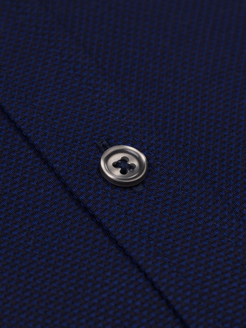 Camisa entallada Leo azul marino texturizada - Cuello corto