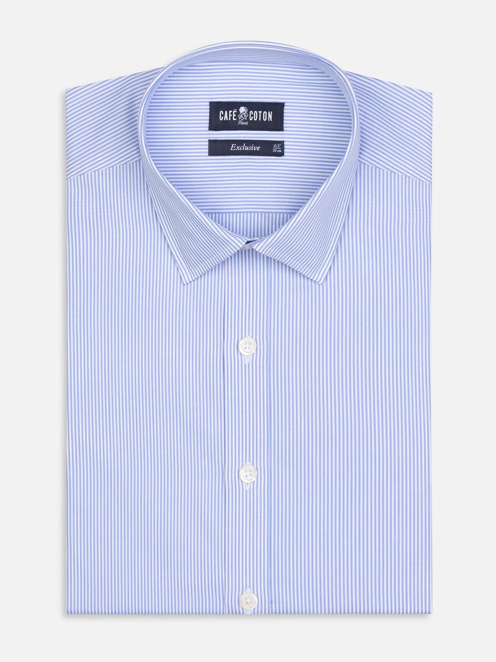 Menthon-Tailliertes Hemd mit himmelblauen Streifen - Kleiner Kragen