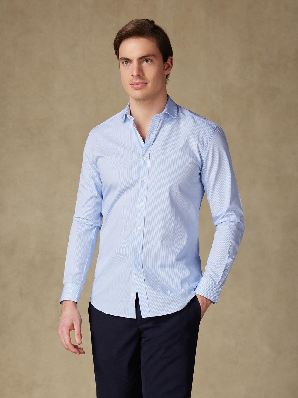 Menthon sky stripe slim fit shirt - Short Collar