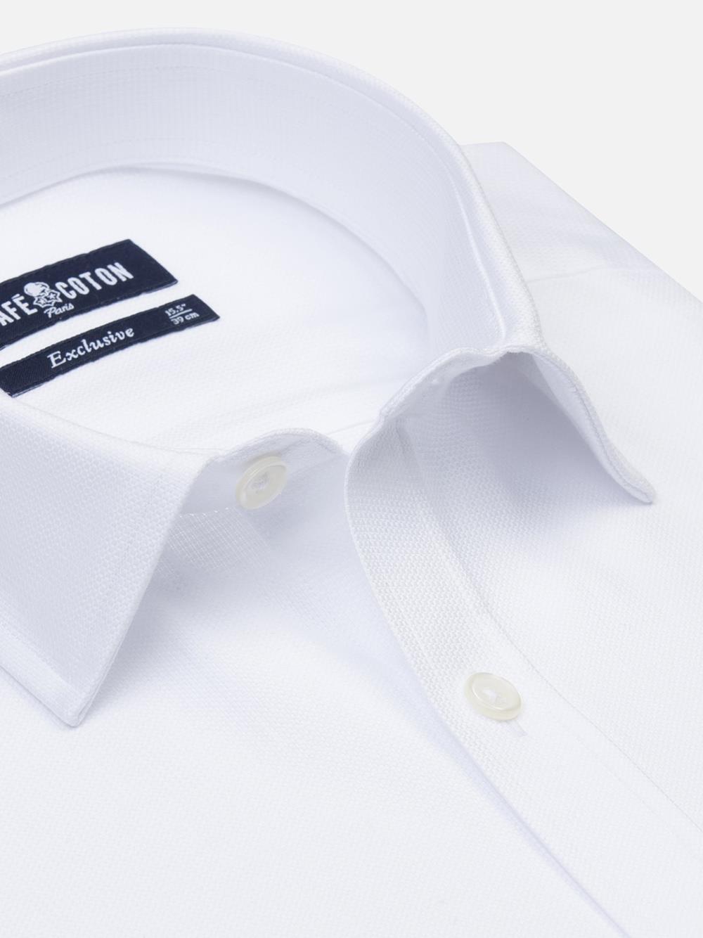 White textured slim fit shirt  - Small Collar