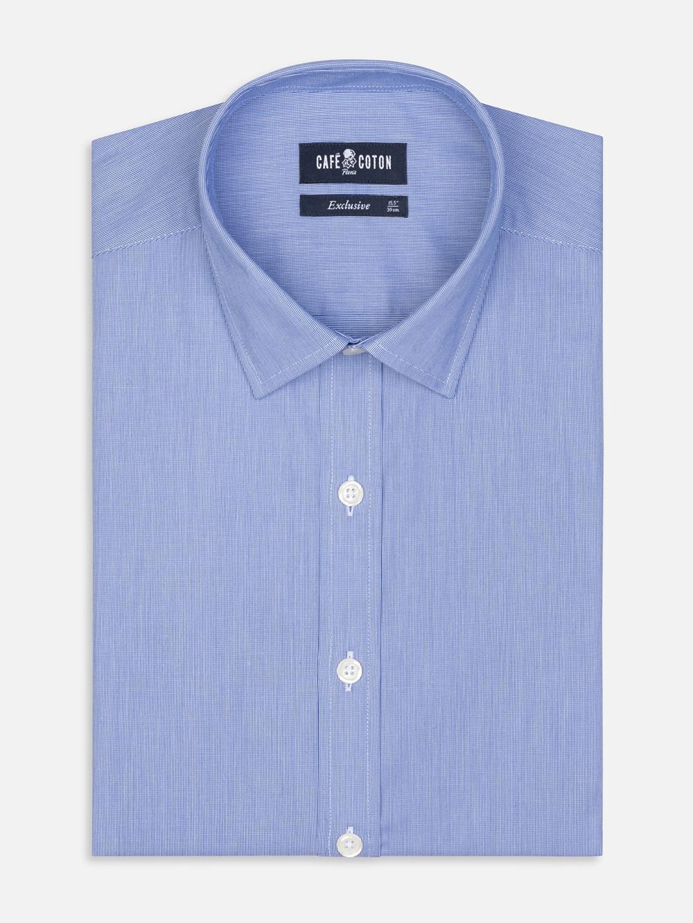 Tailliertes Hemd mit tausend Streifen blau - Kleiner Kragen
