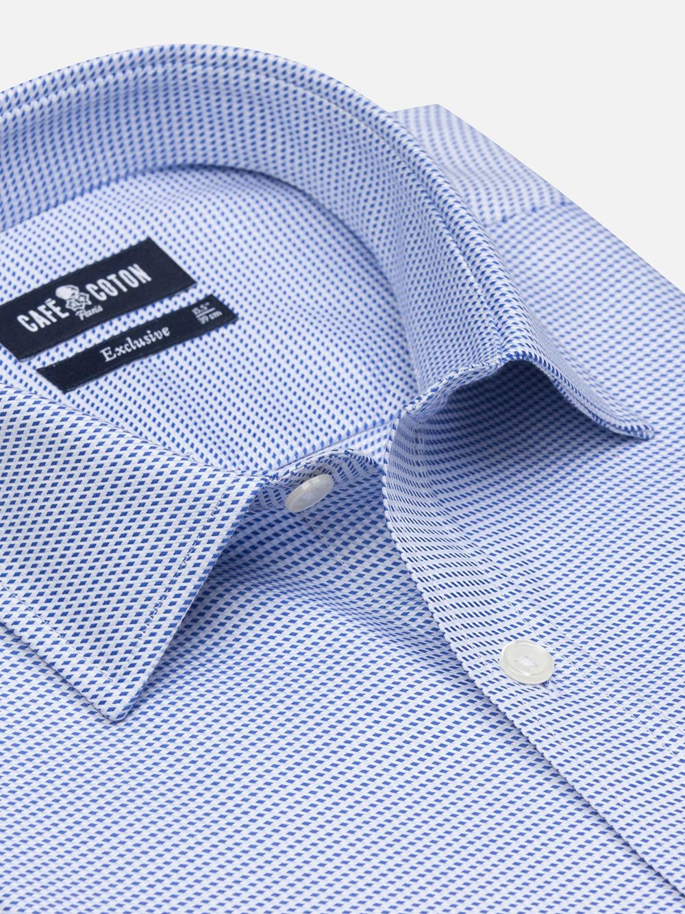 Nelson slim fit shirt in blue twill - Short Collar