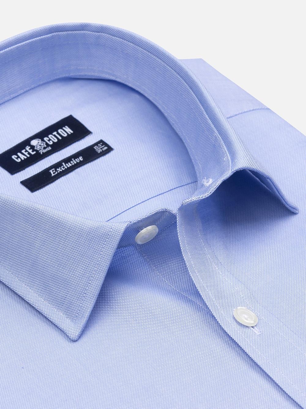 OxfordTailliertes Hemd himmelblau - Kleiner Kragen