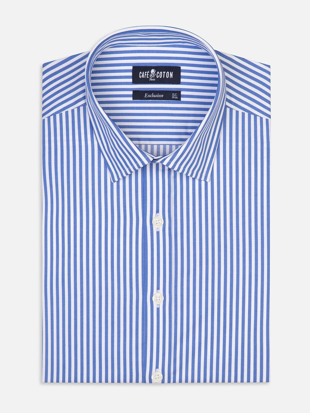 Nick blue striped slim fit shirt - Small collar