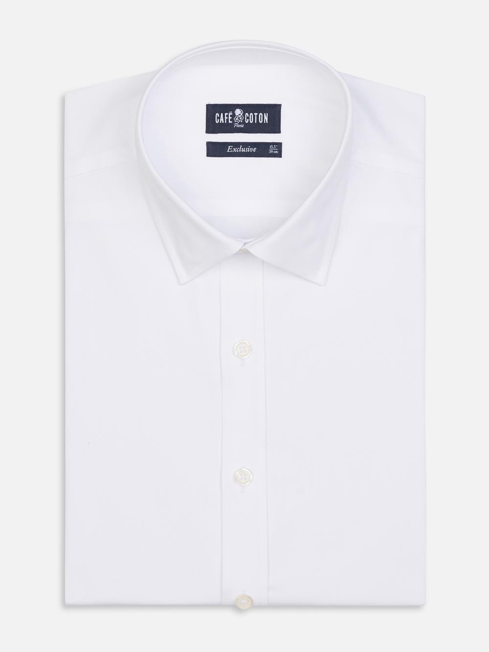 Tailliertes Hemd aus Pin Point weiß - Kleiner Kragen