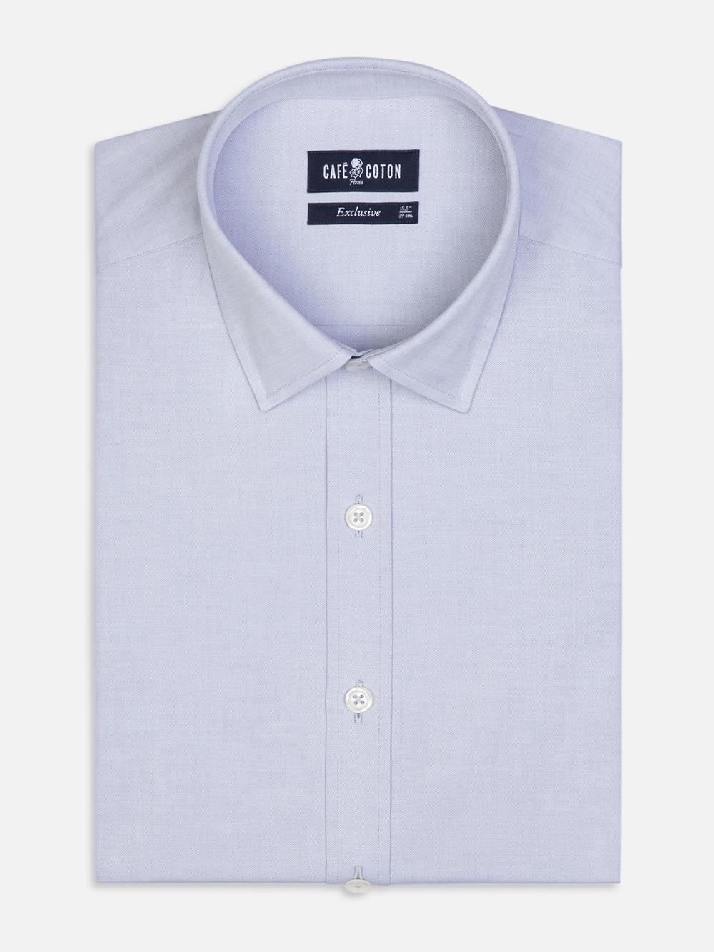 Slim-fitted overhemd in grijze dennenappel - Kleine Kraag