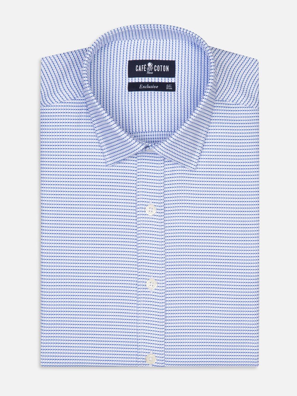 Tailliertes Walt-Hemd aus himmelblauem Twill - Kurzem Kragen