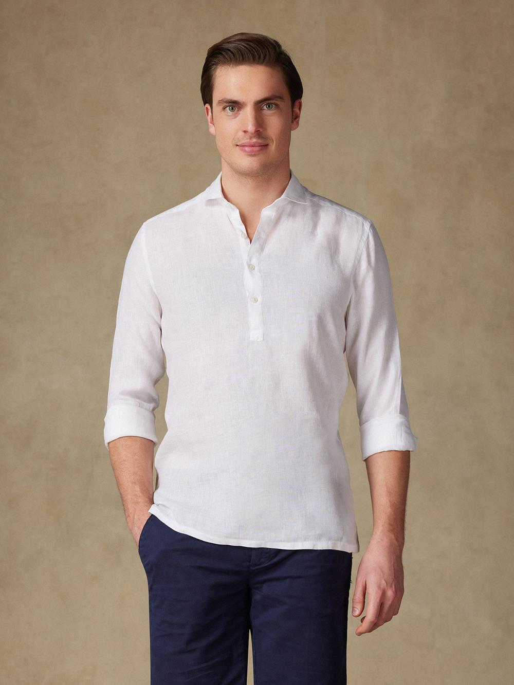 Olaf camisa popover lino blanco