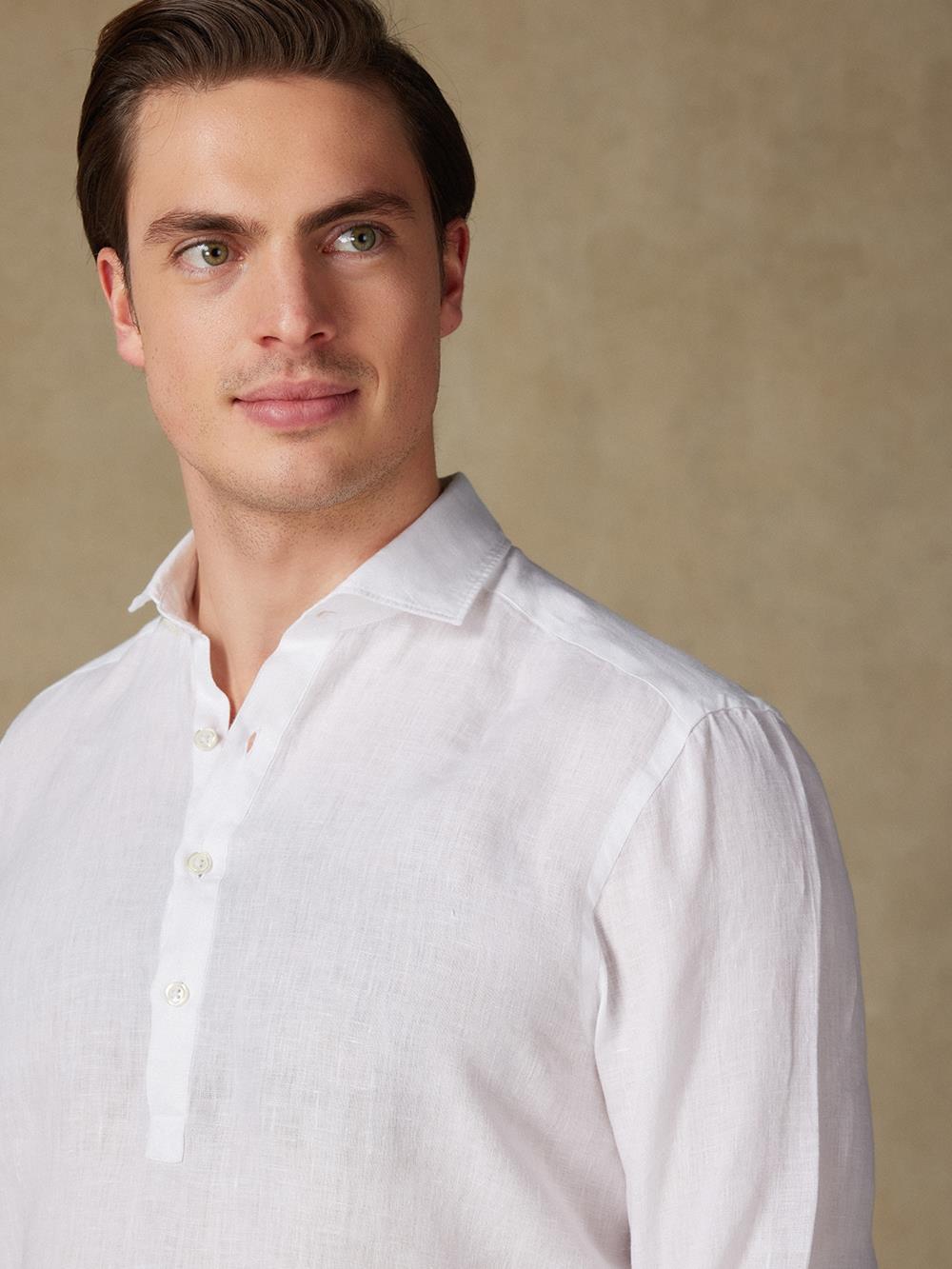 Olaf camisa popover lino blanco