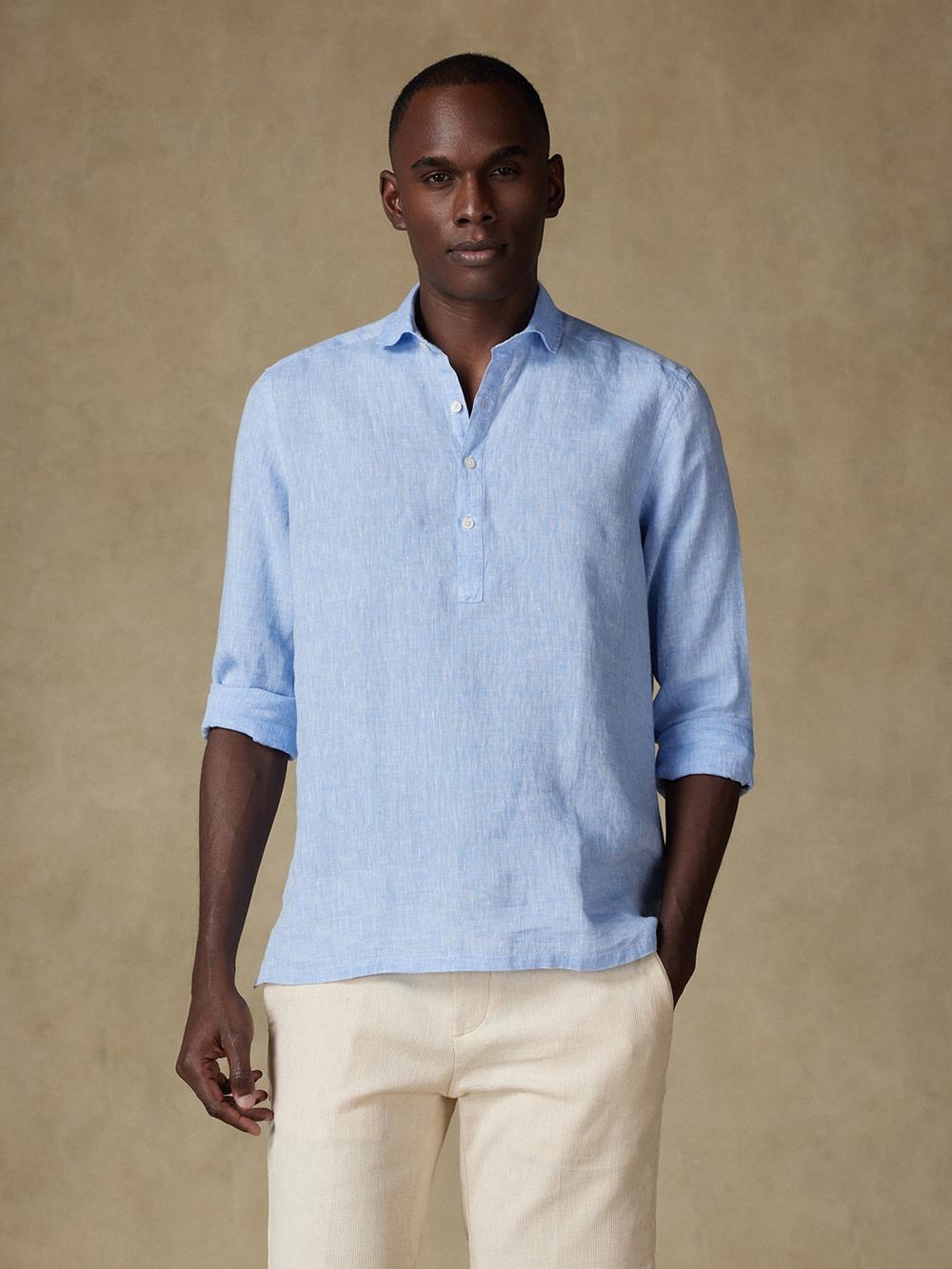 Olaf linen popover shirt sky linen