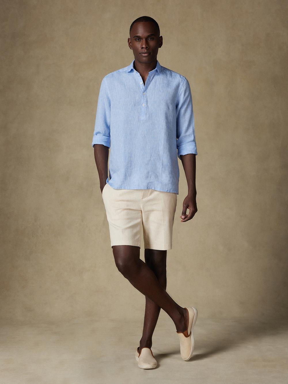 Olaf linen popover shirt sky linen