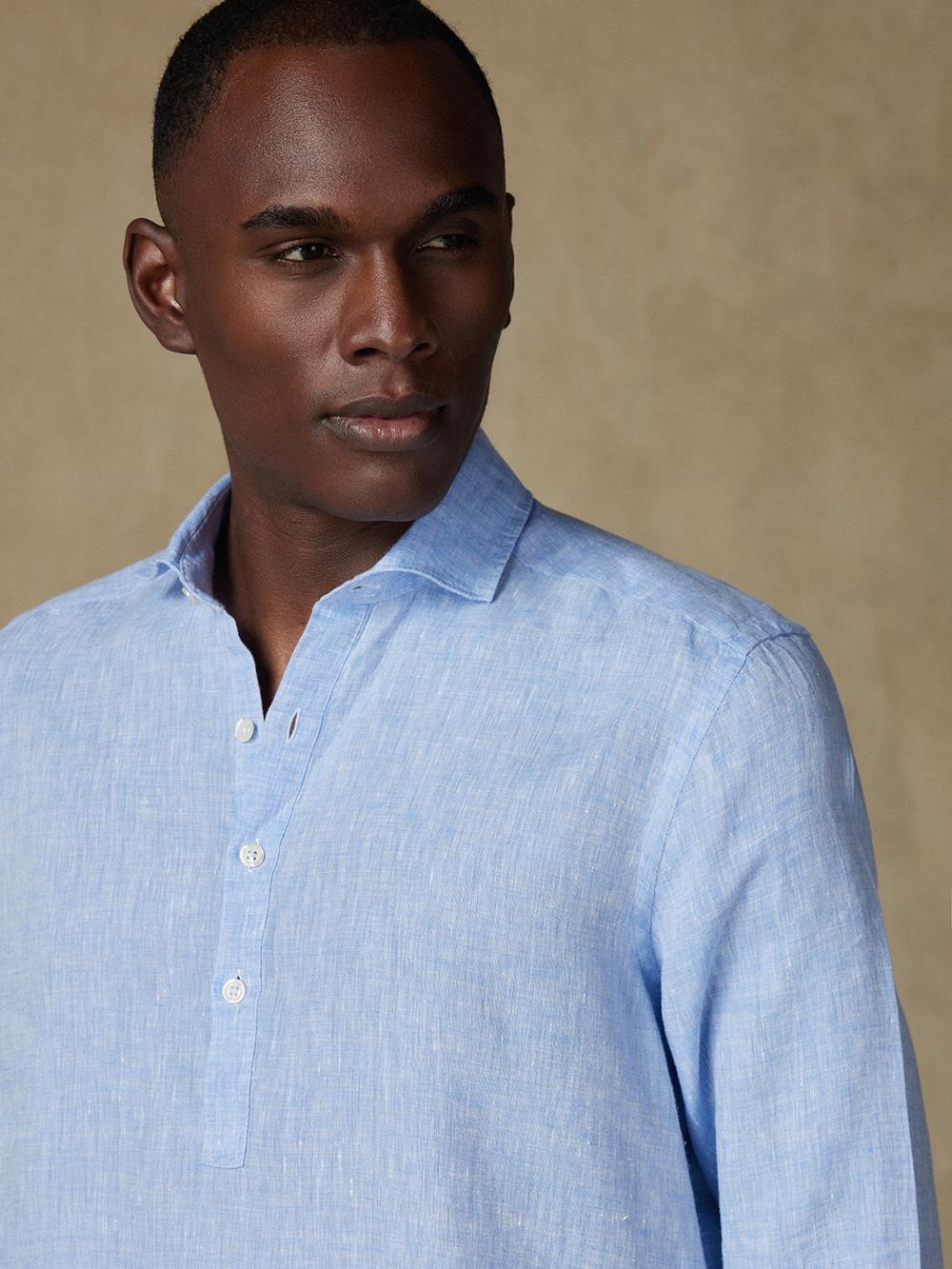 Olaf linen popover shirt sky linen