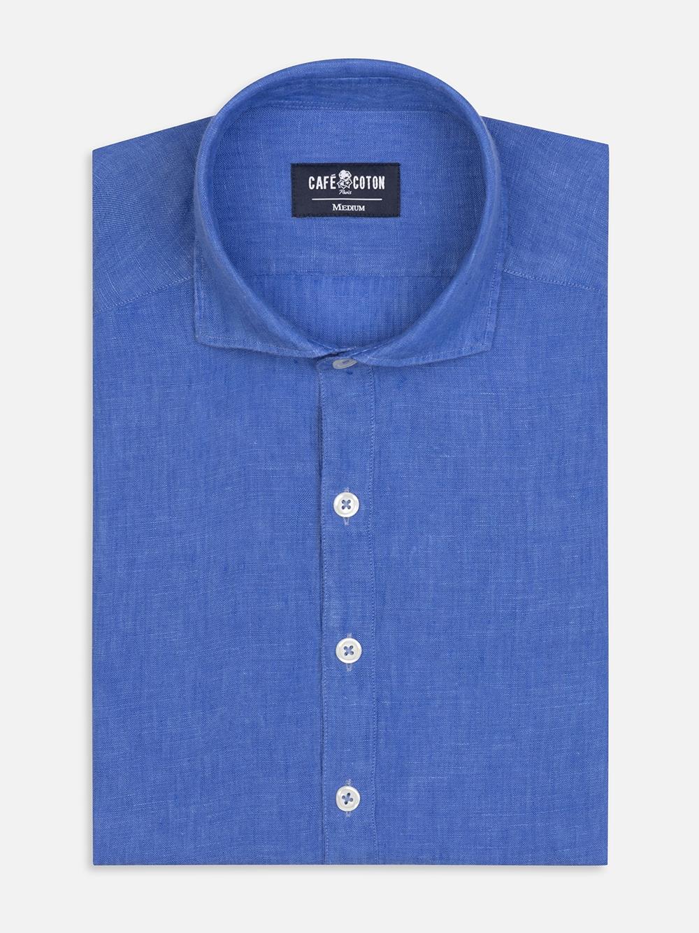 Camisa popover Olaf de lino azul