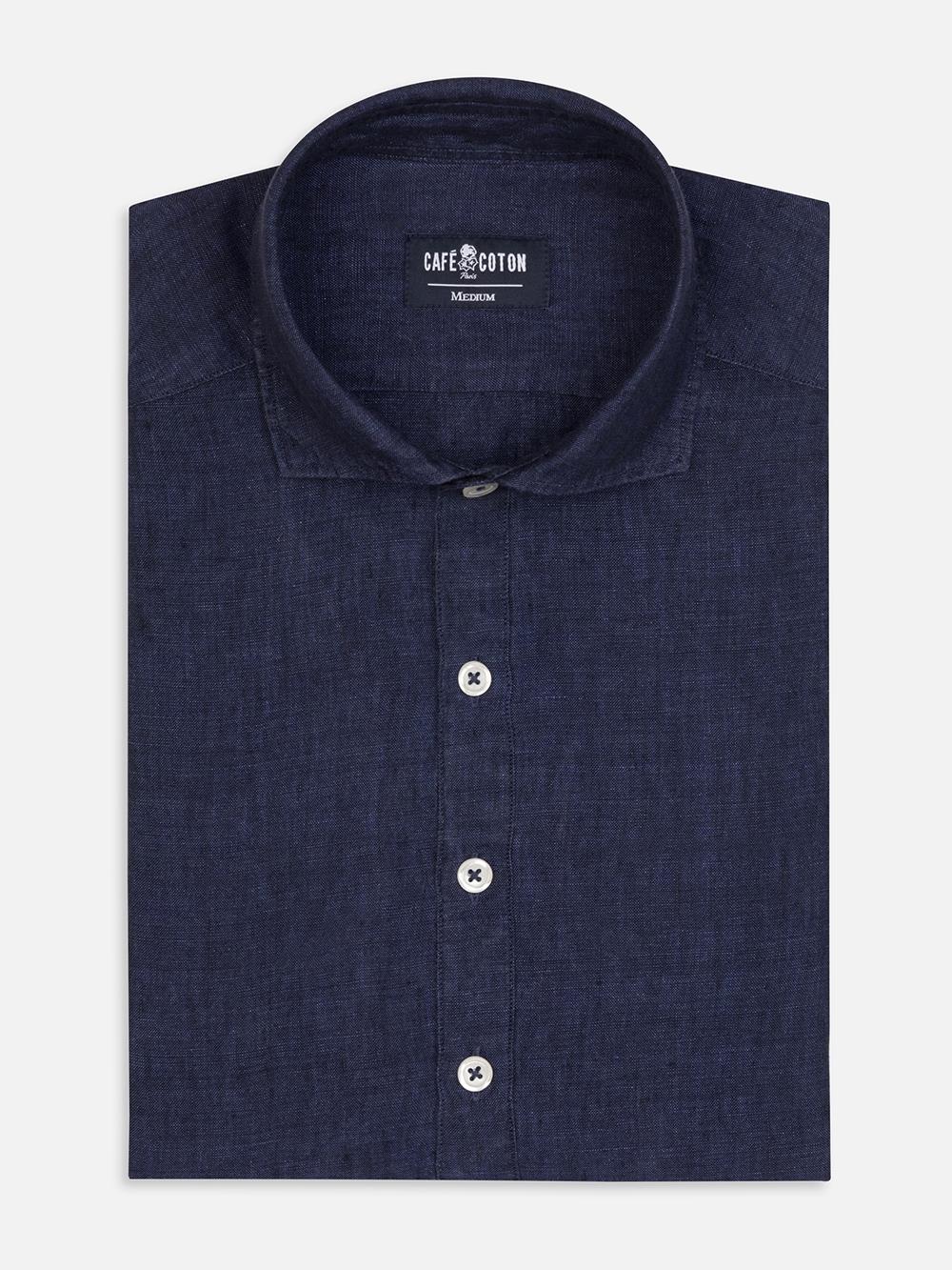 Olaf camicia popover in lino navy