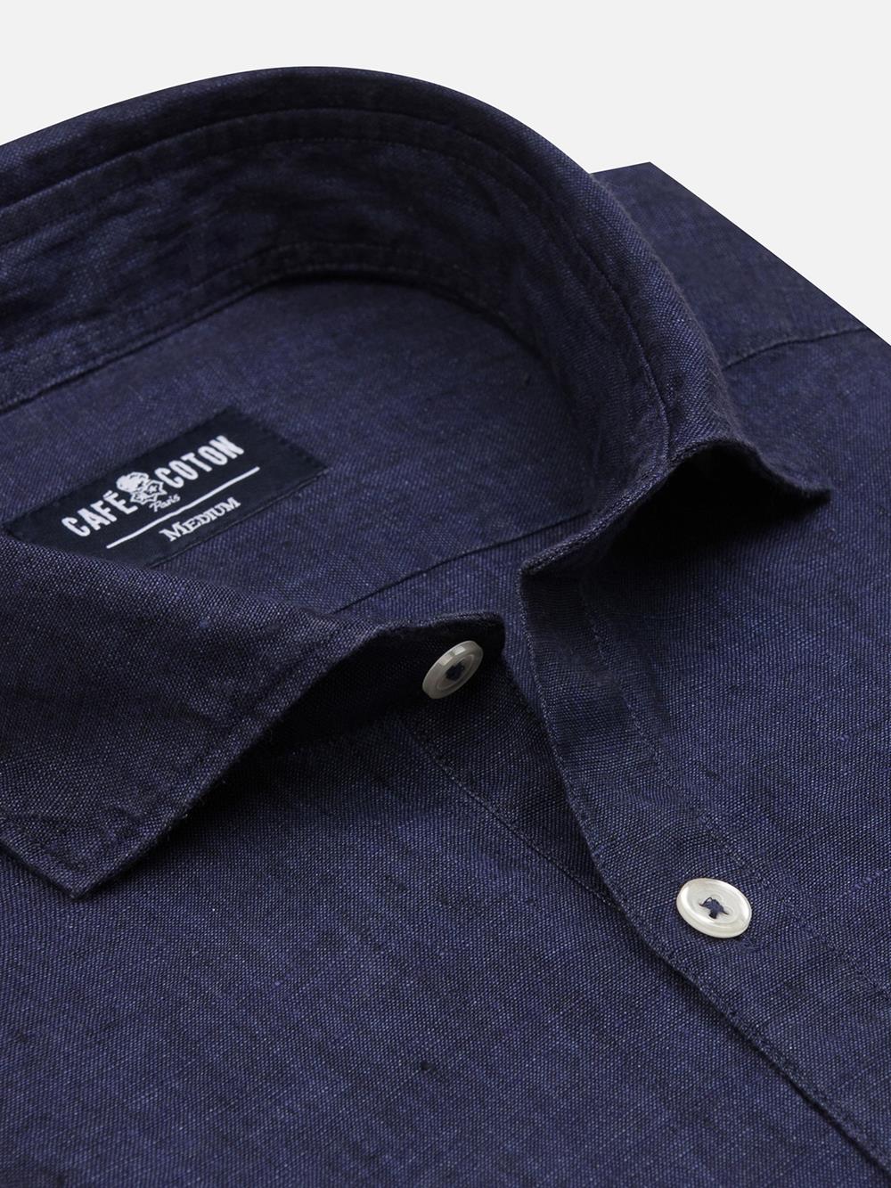 Olaf popover shirt in marine linnen