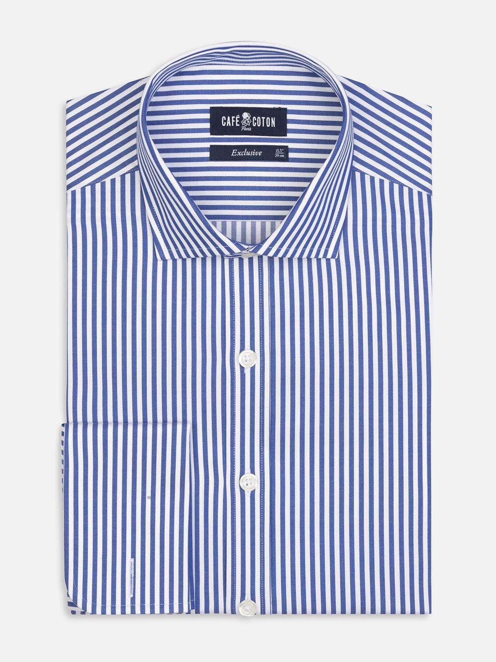 Barry stripe shirt with double cuffs - Navy