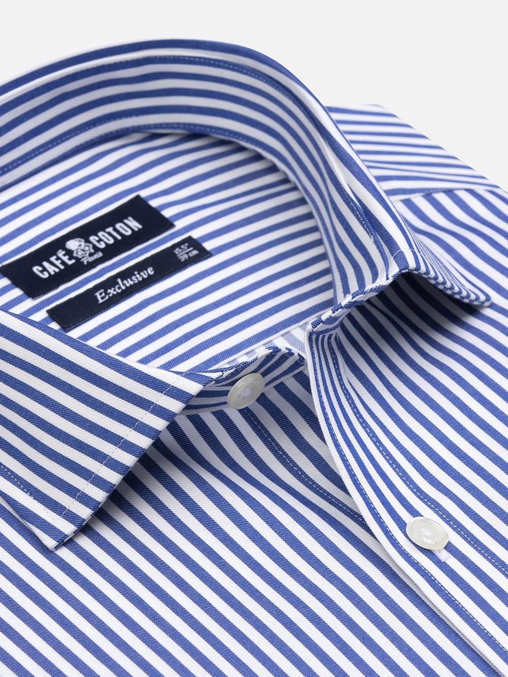 Barry stripe shirt with double cuffs - Navy