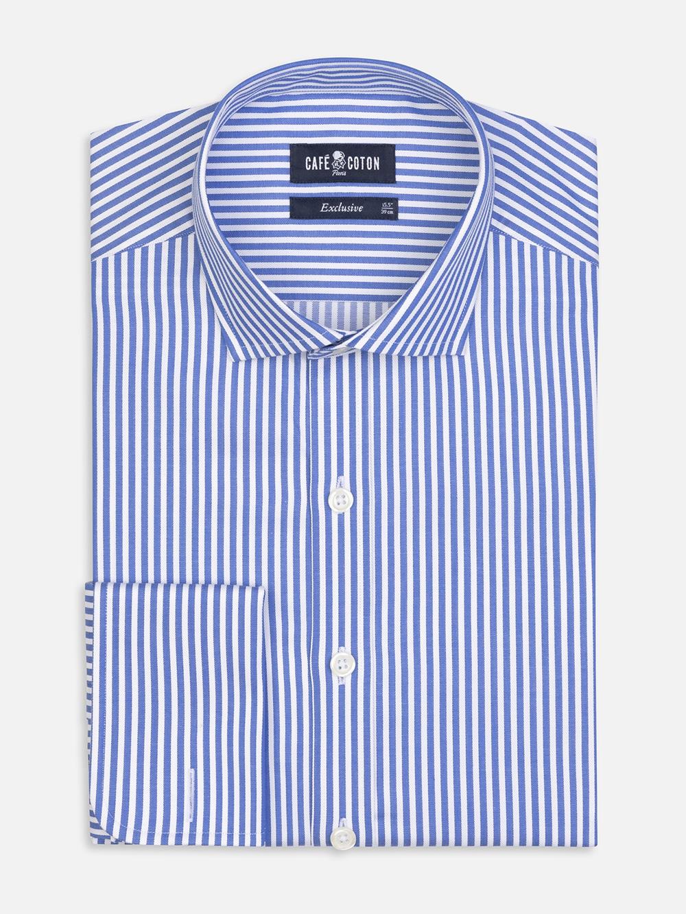 Colin stripe shirt with double cuffs - Blue