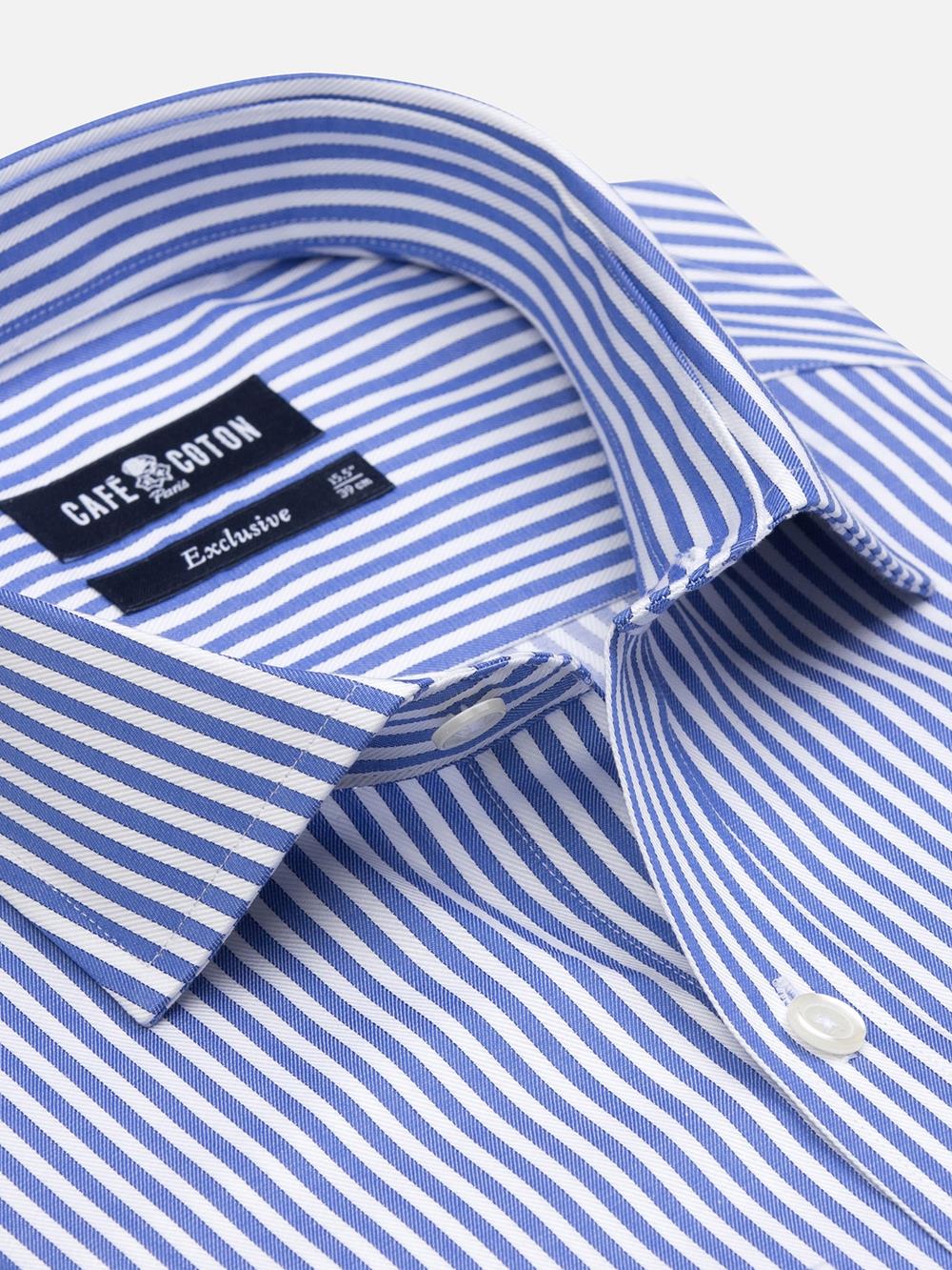 Camicia Colin a righe blu - Doppi polsini