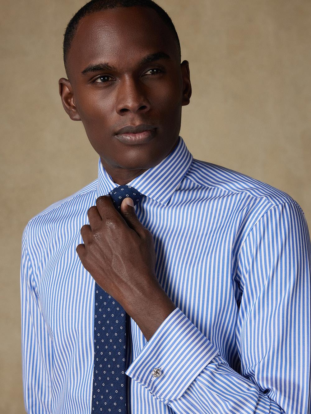 Colin stripe shirt with double cuffs - Blue