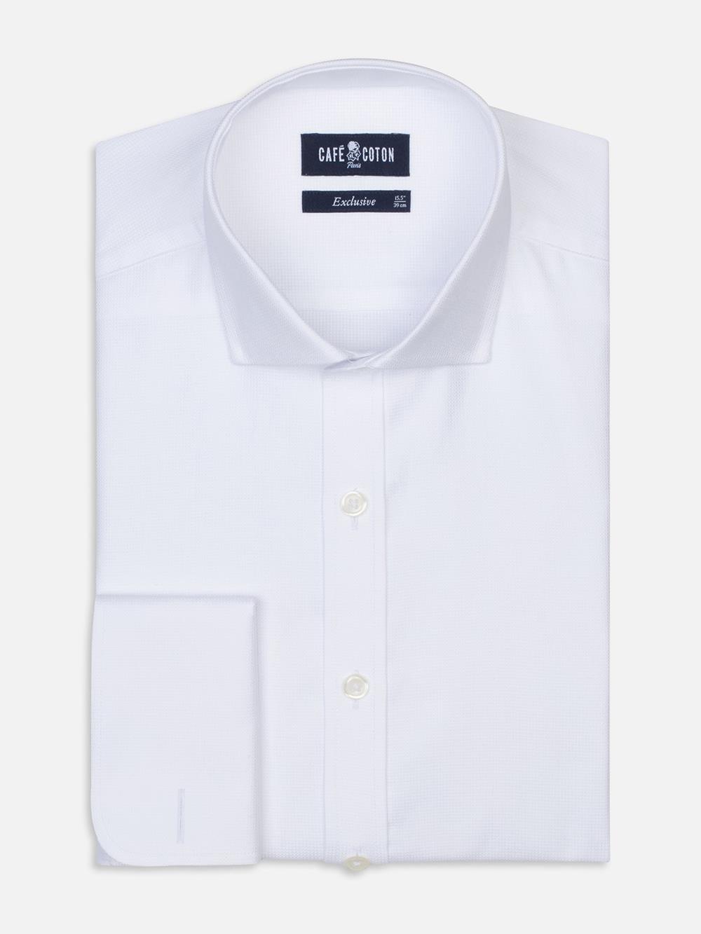 White textured shirt  - Double Cuffs