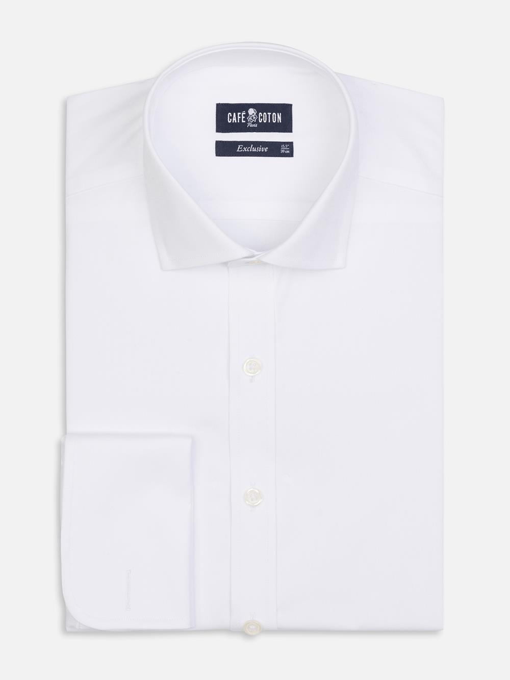 Hemd aus Pin Point weiß - Doppelmanschetten