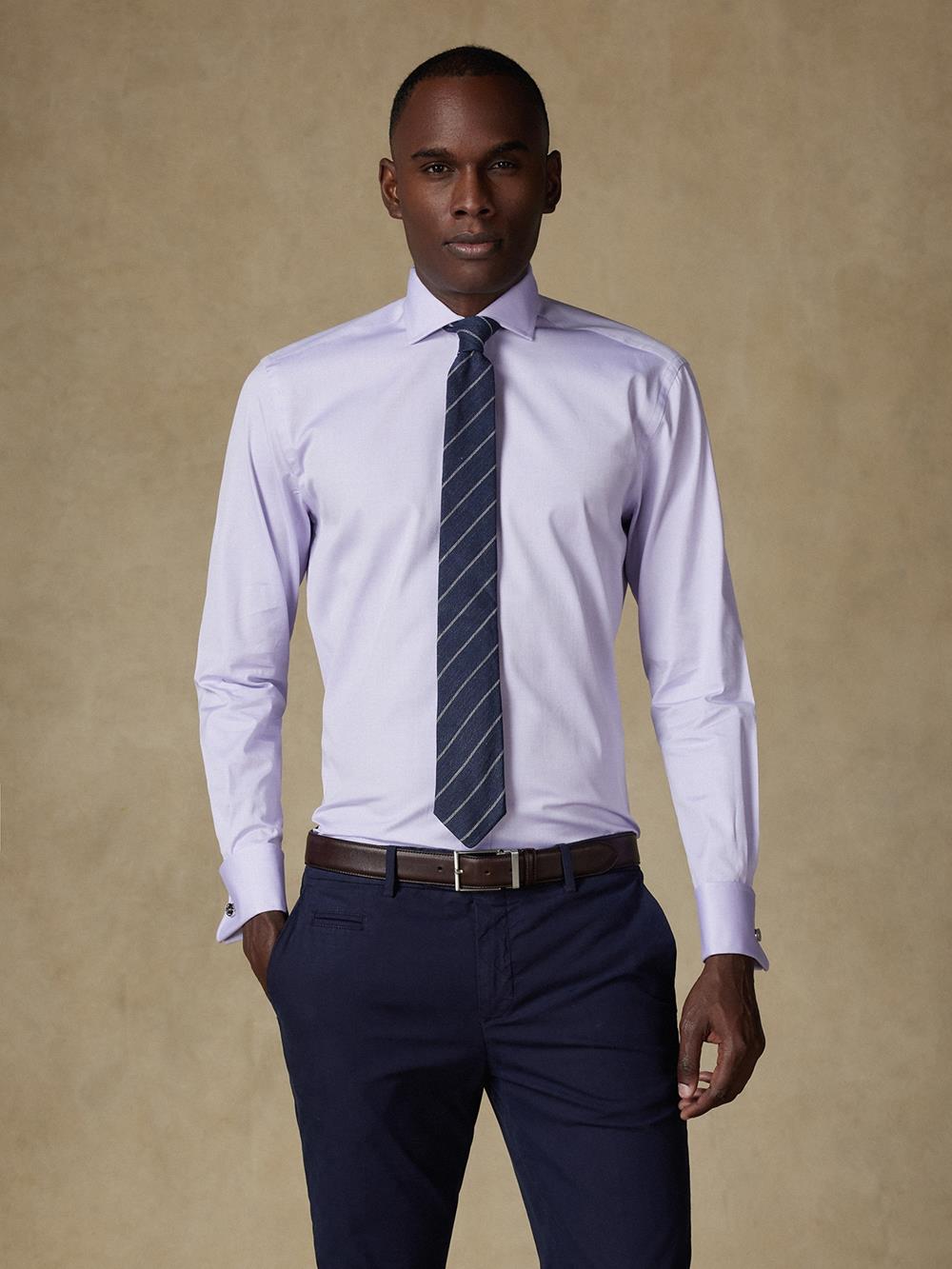 Lilac Pin Point Shirt - Double Cuffs