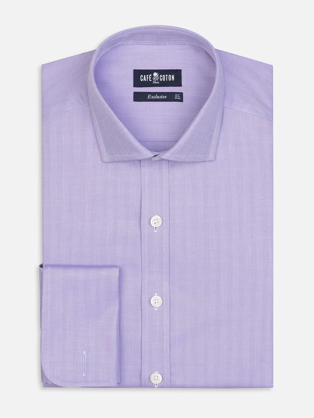 Camicia slim fit viola spigata - Doppi polsini