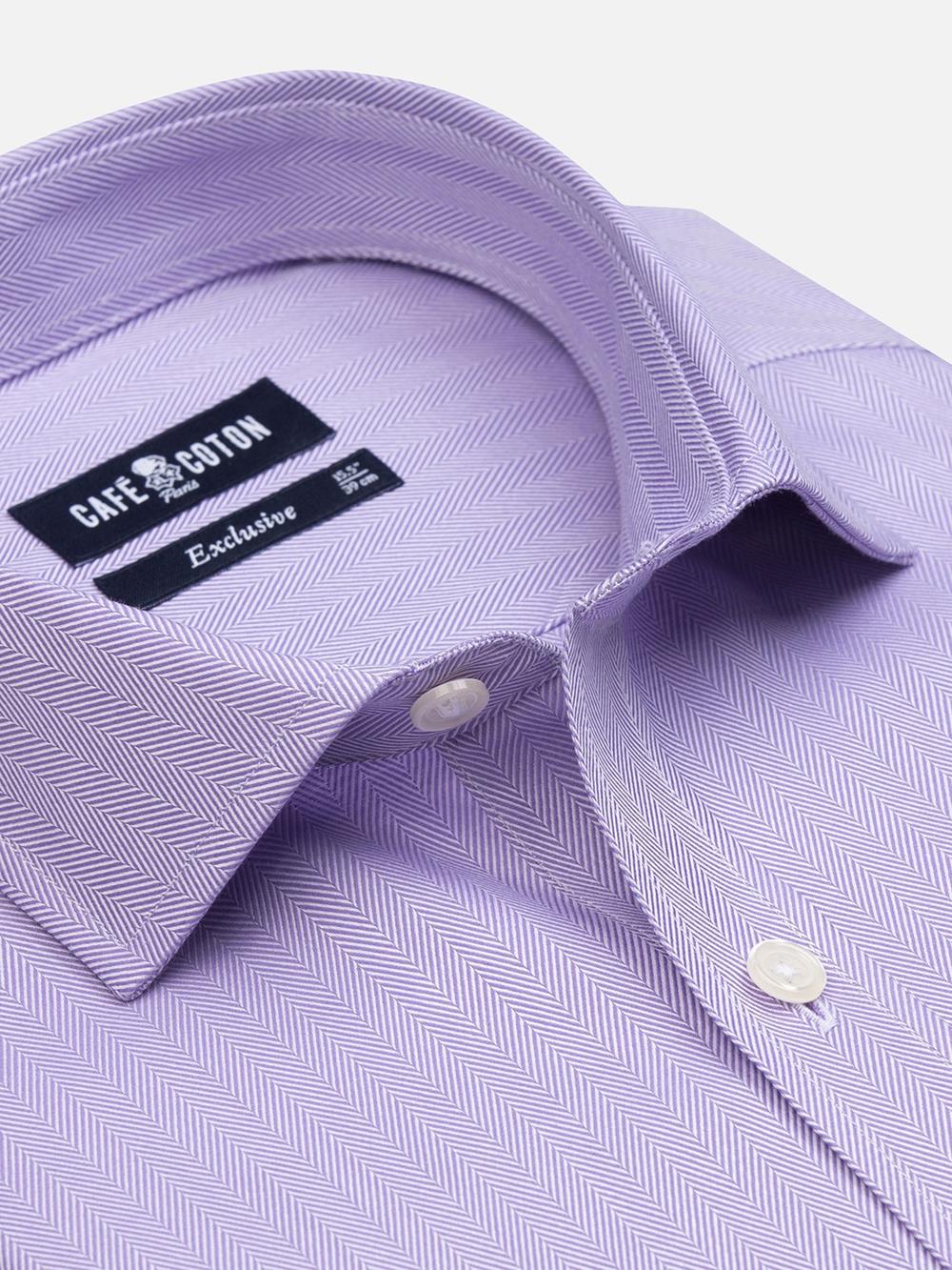 Camicia slim fit viola spigata - Doppi polsini