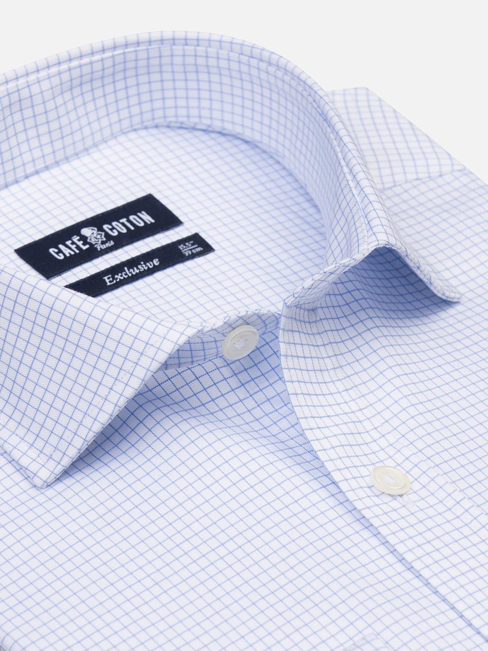 Gill sky blue checked slim fit shirt  - Musketeer cuffs