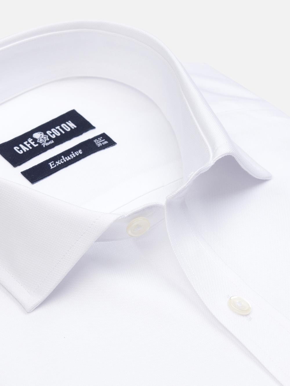 OxfordTailliertes Hemd weiß - Doppelmanschetten