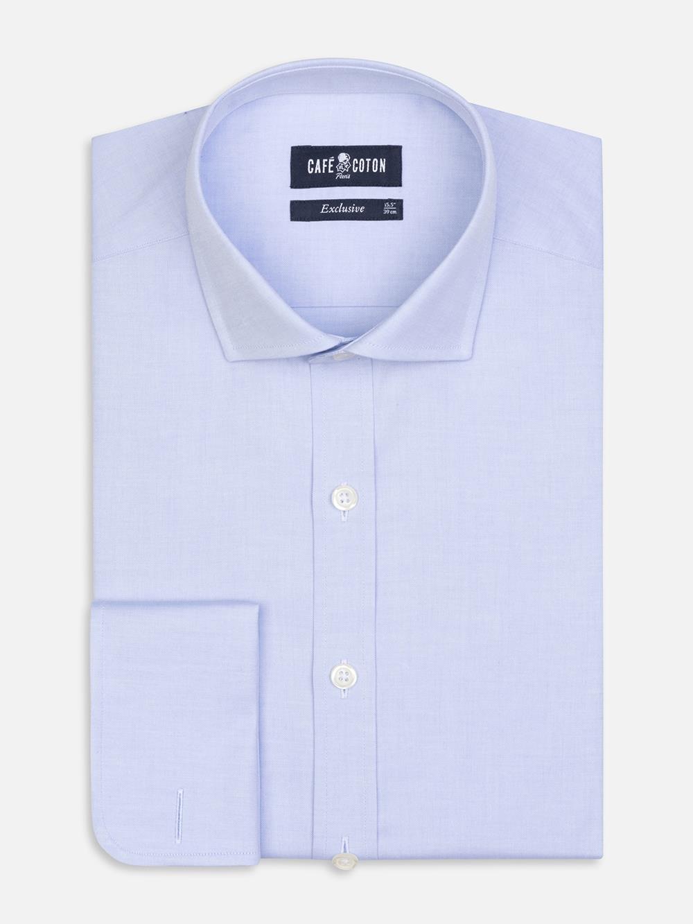 Sky pin point slim fit shirt  - Double Cuffs