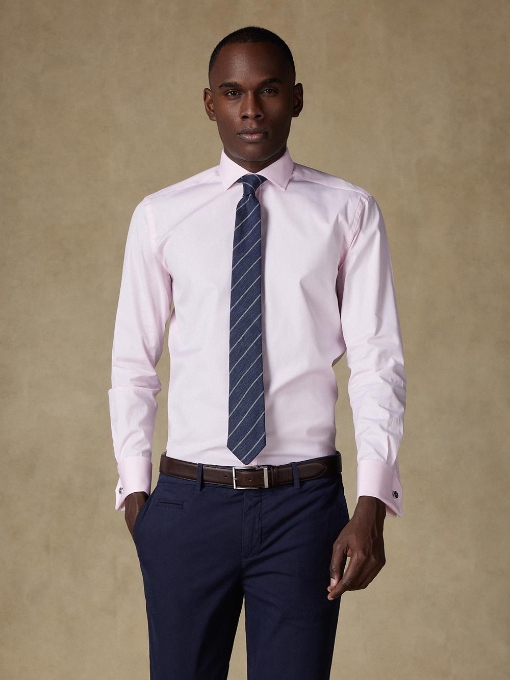 Pink pin point slim fit shirt - Double Cuffs