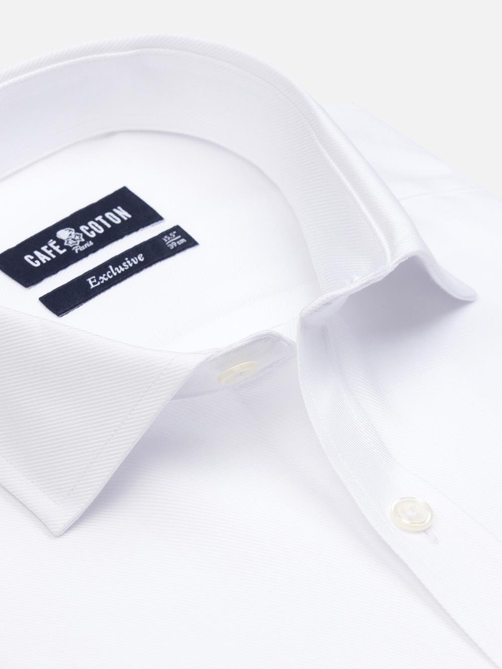 Twill slim fit shirt double cuff - White