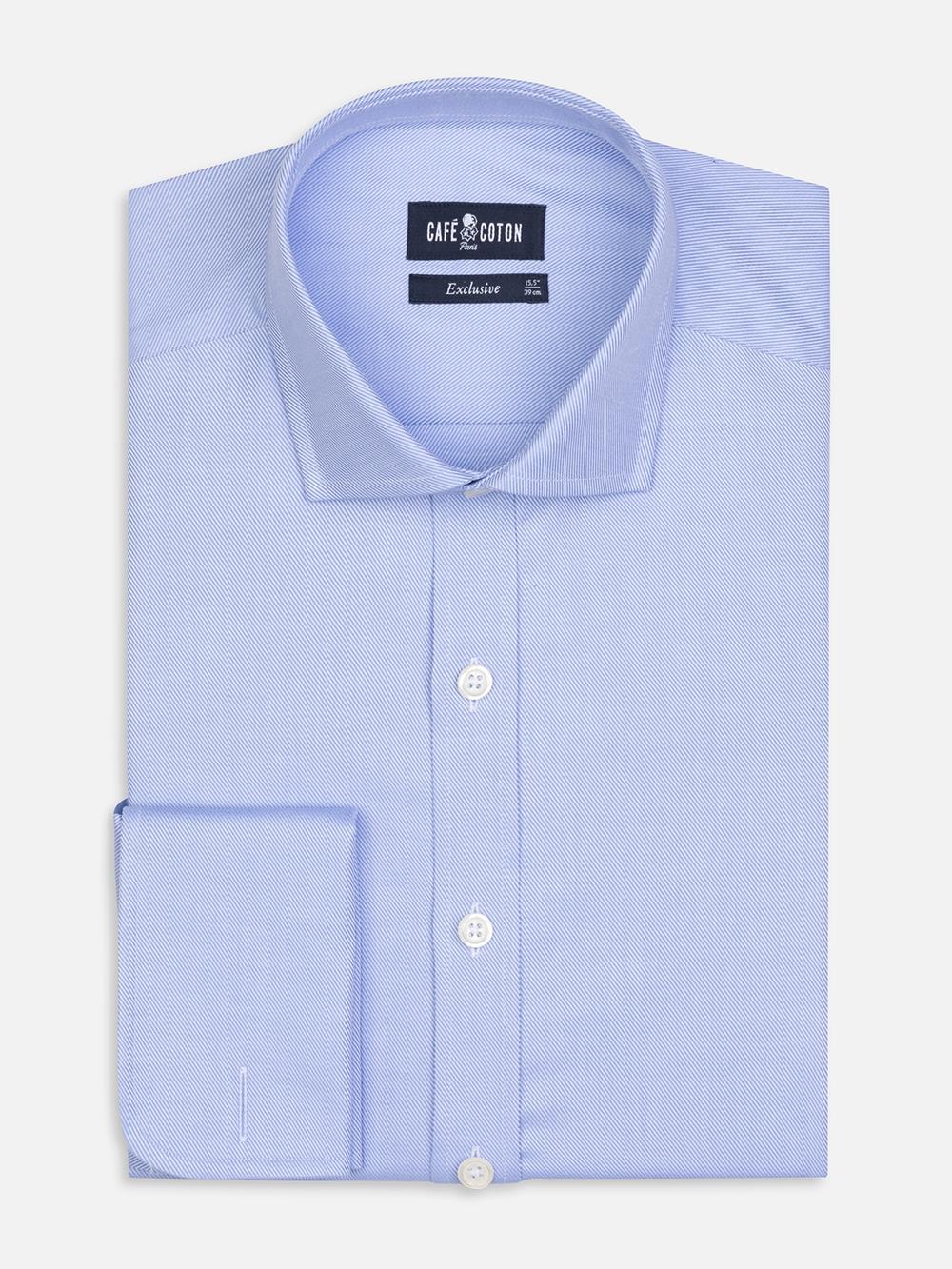 Twill slim fit shirt double cuff - Blue sky