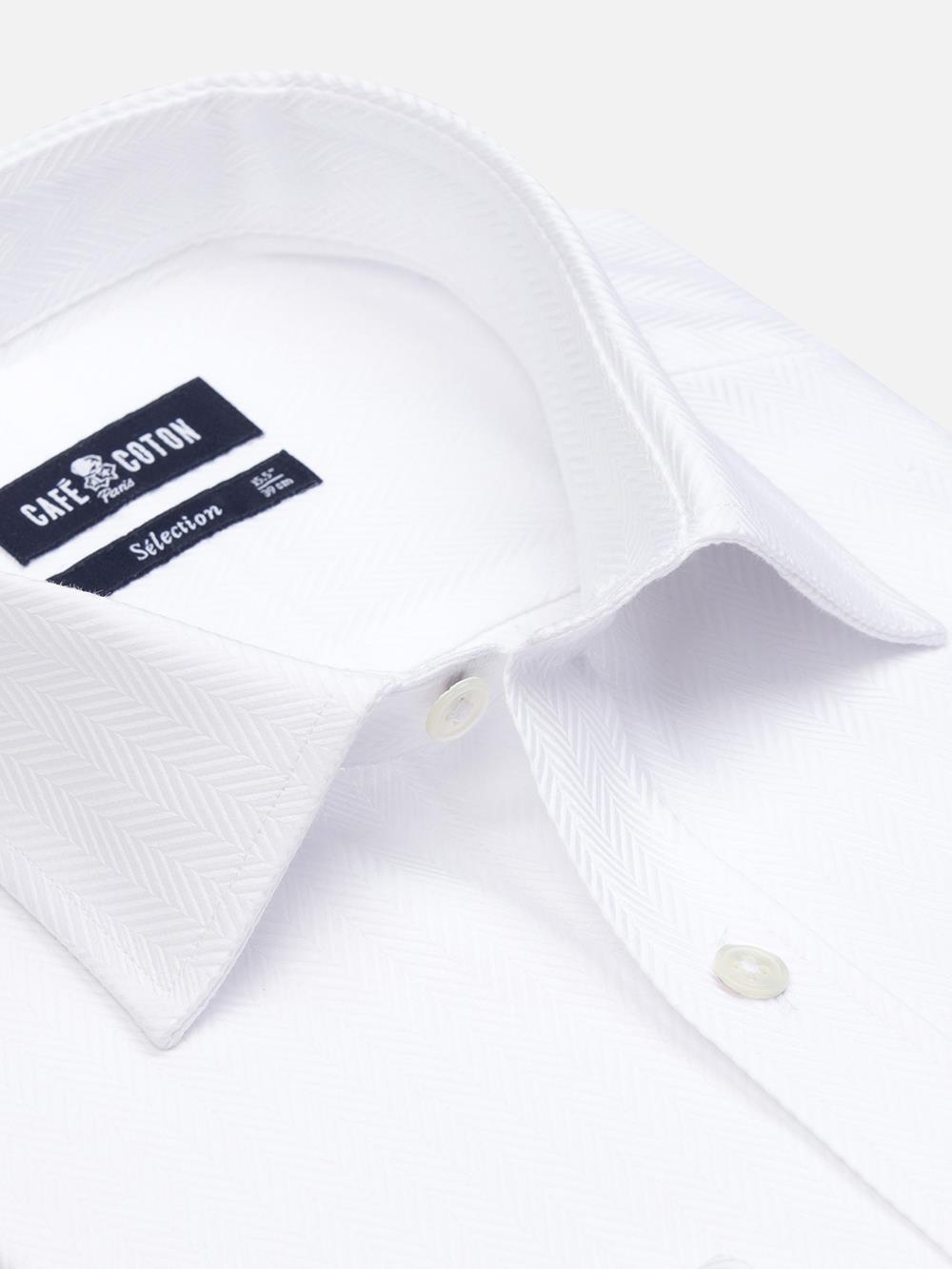 Camisa slim blanca espiga real - Doble Punos