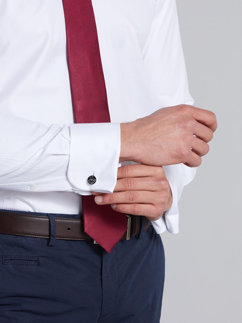 White Royal Chevron Slim fit shirt - Double cuffs