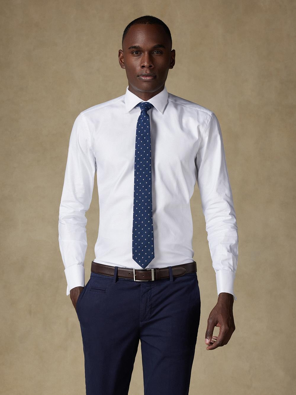 Chemise cintrée en oxford royal blanc