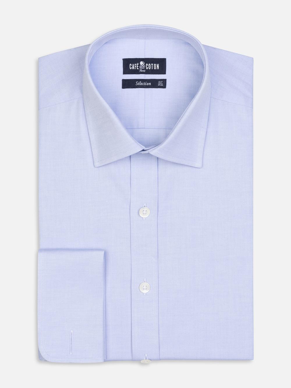 Royal sky blue pinpoint shirt - Double Cufflink